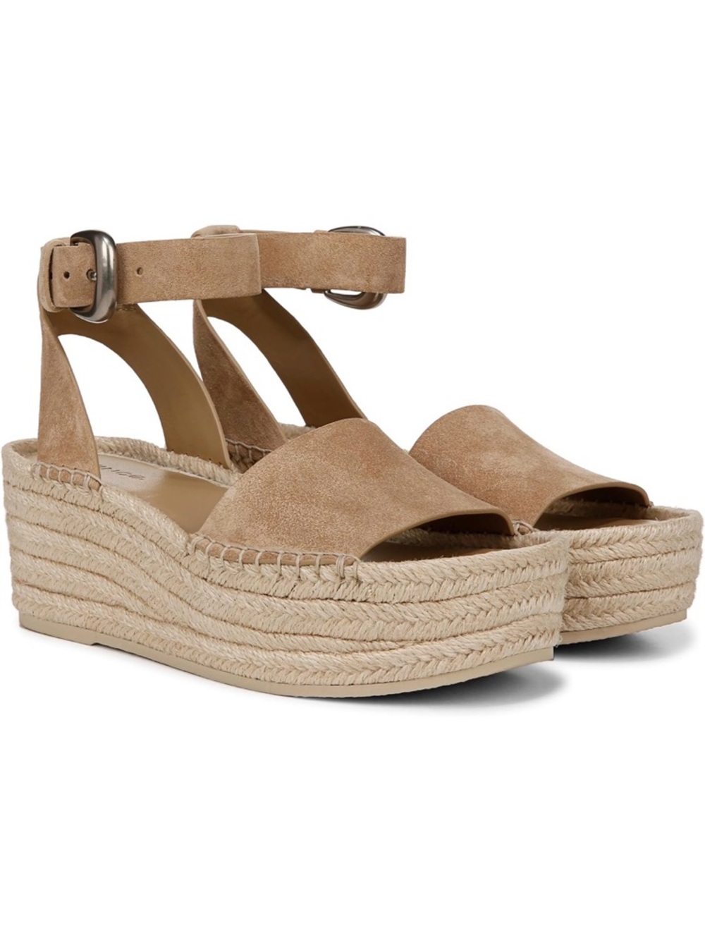 Vince Tan Suede Espadrille Wedge Sandals